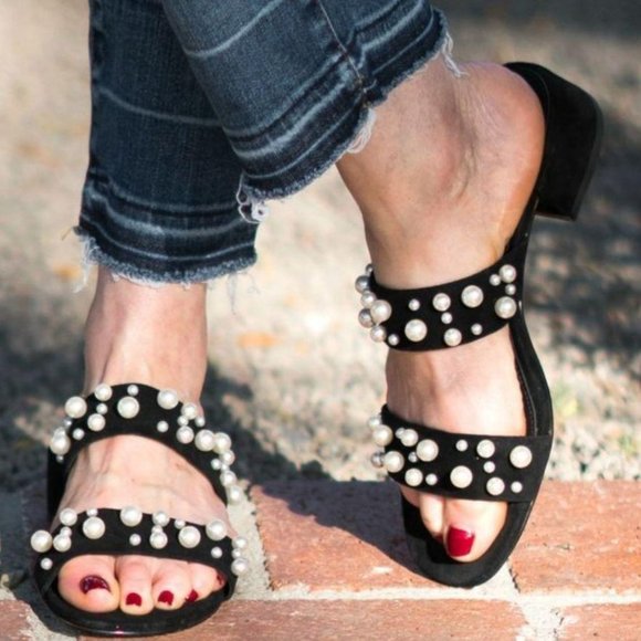 J. Crew Shoes - J. Crew double strap suede pearl slides sandals